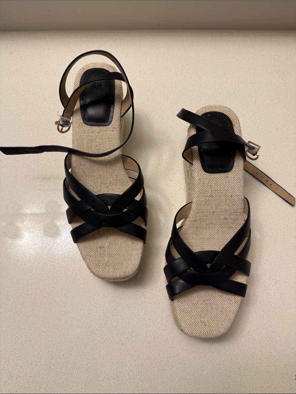 H&M Black Wedge-Heeled Espadrilles